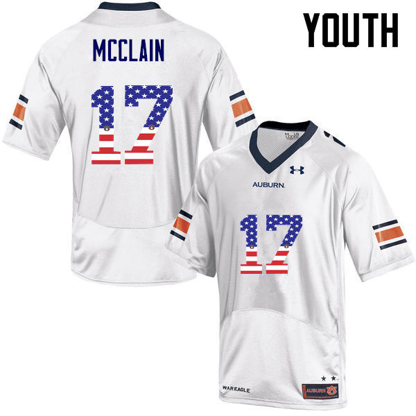 Youth #17 Marquis McClain Auburn Tigers USA Flag Fashion College Football Jerseys-White